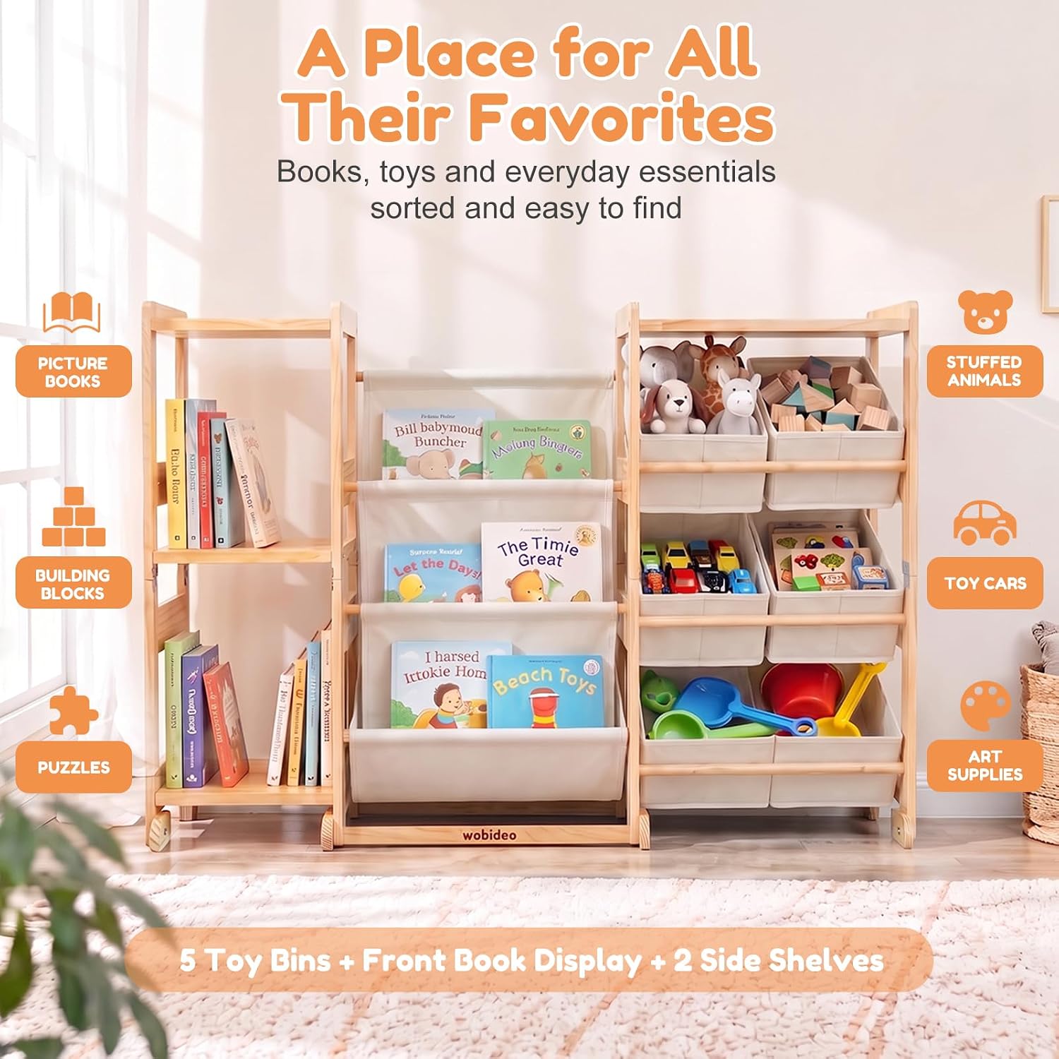 Detalle de Wobidoo Kids Bookshelf in Solid Pine
