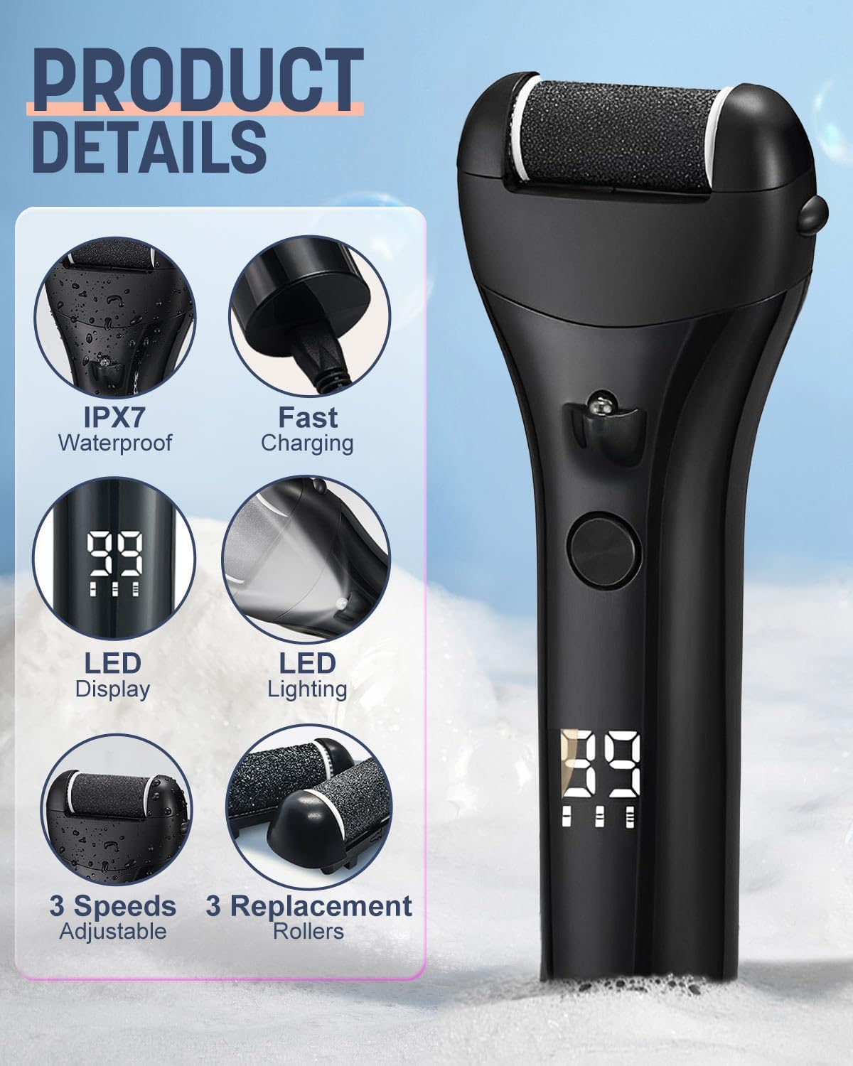 Detalle de Electric Foot File 16-in-1 Rechargeable Foot Care Kit 🦶