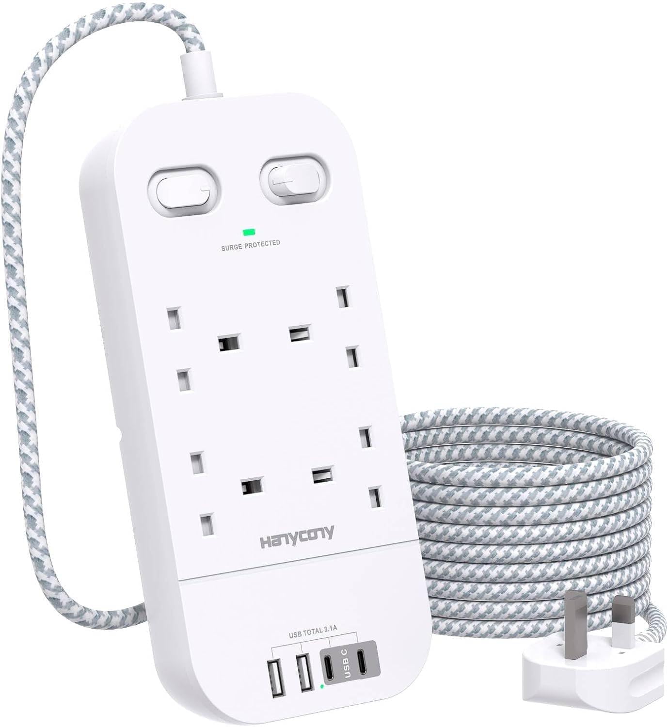 Detalle de 4 Way Surge Protected Extension Lead 1.8m ๐