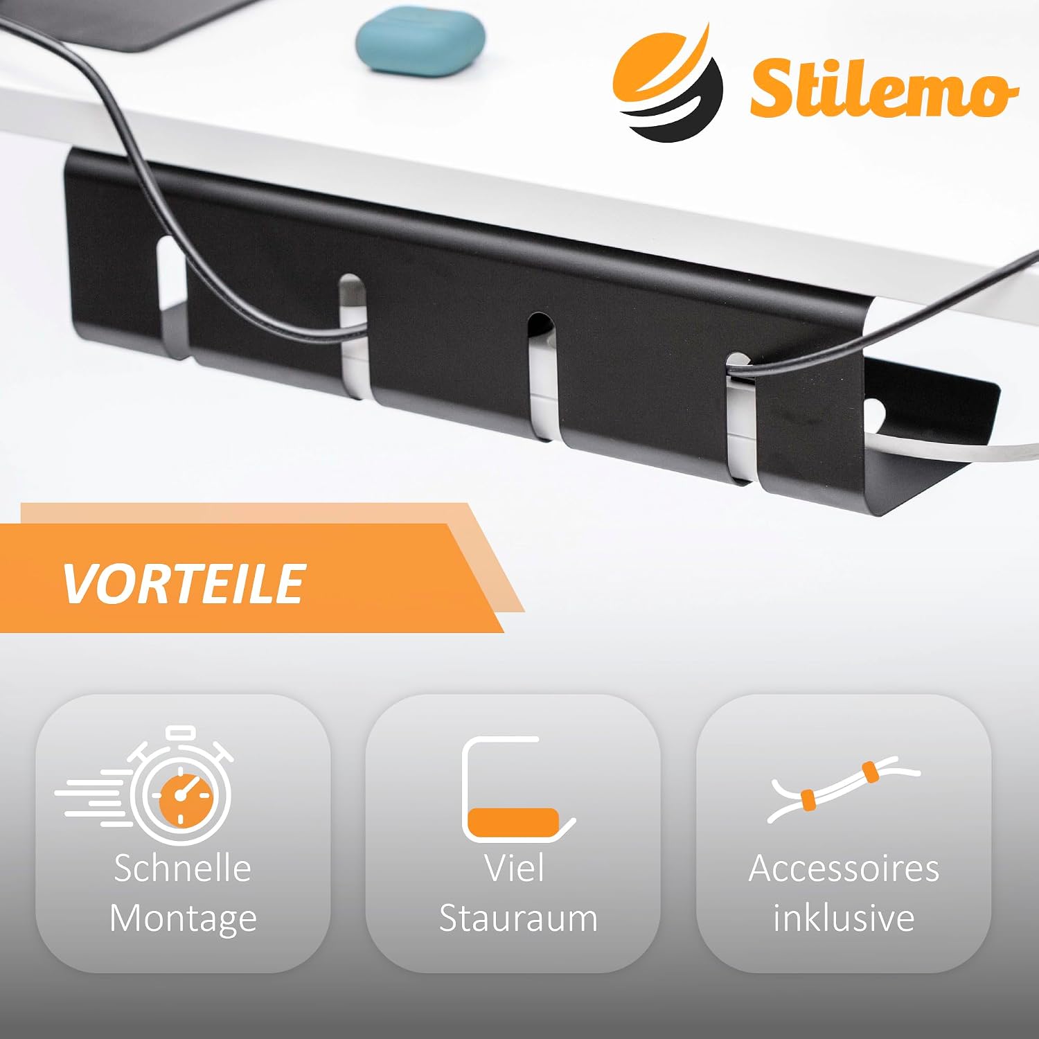 Thumbnail 2 de Stilemo® Kabelkanal Schreibtisch 43x12x10 cm