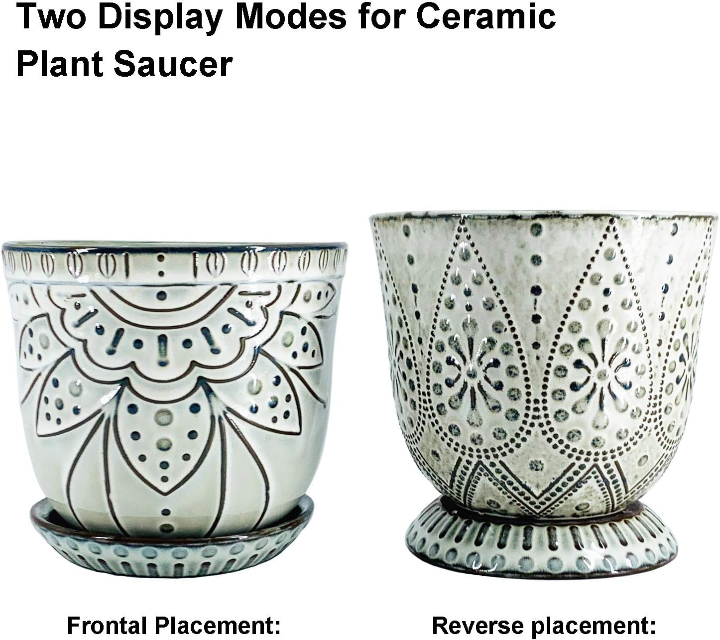Detalle 2 de Gepege 6 Inch Beaded Ceramic Planter Set (2)