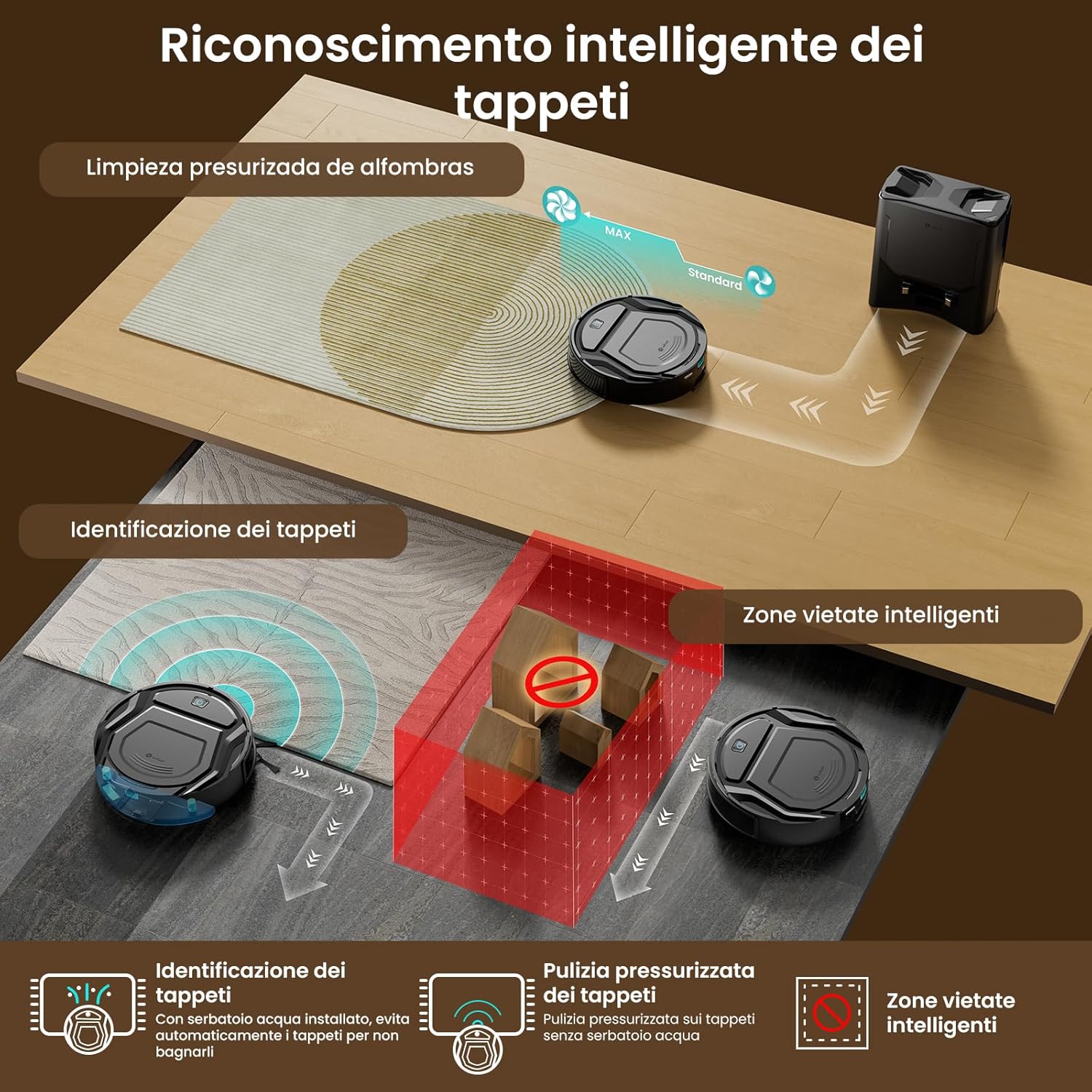 Detalle 2 de Lefant M210 PLUS: robot aspirapolvere ultrapiatto con mappatura laser e stazione di raccolta automatica
