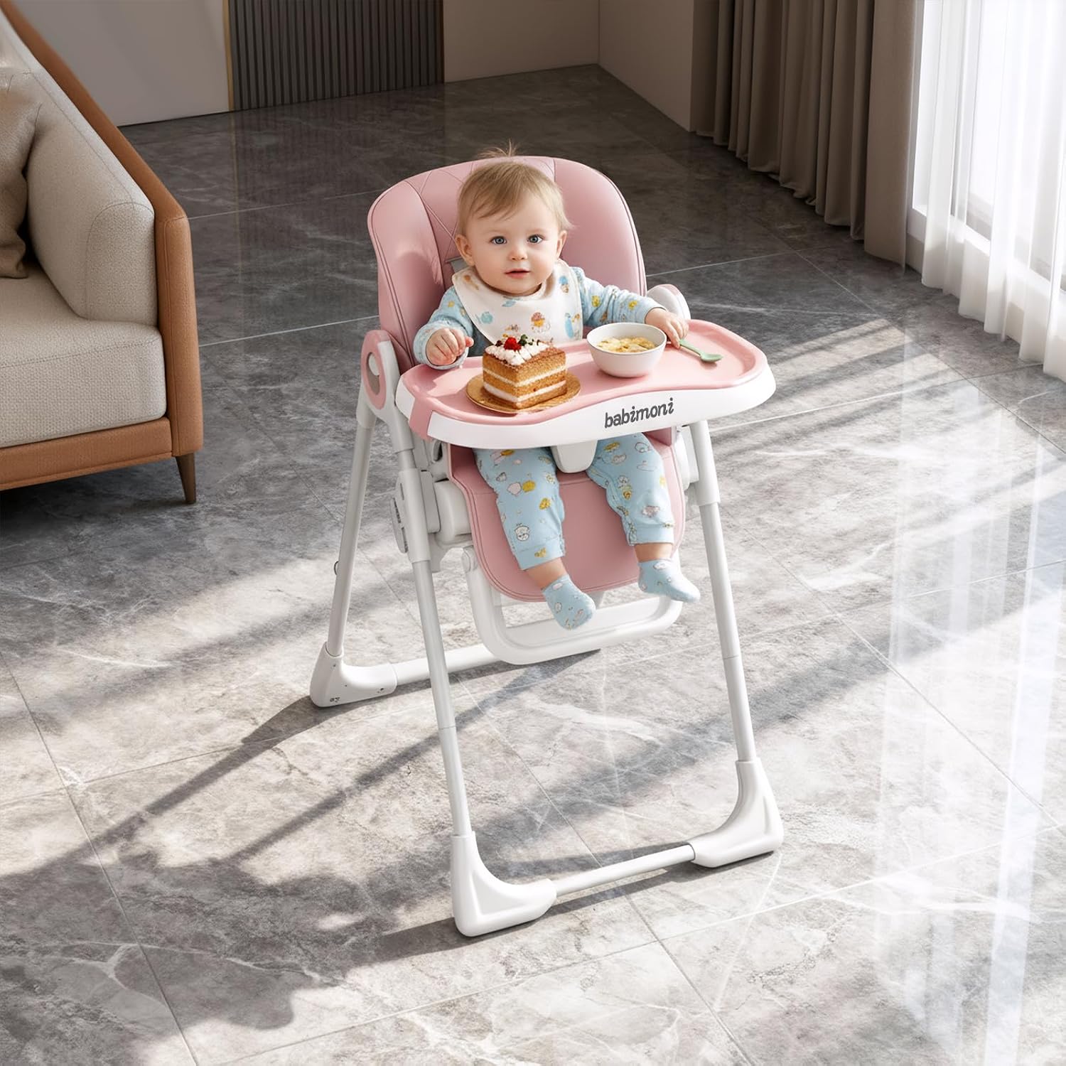 Thumbnail 6 de babimoni H22-PK 4-in-1 Baby High Chair, Foldable with 3 Recline Levels