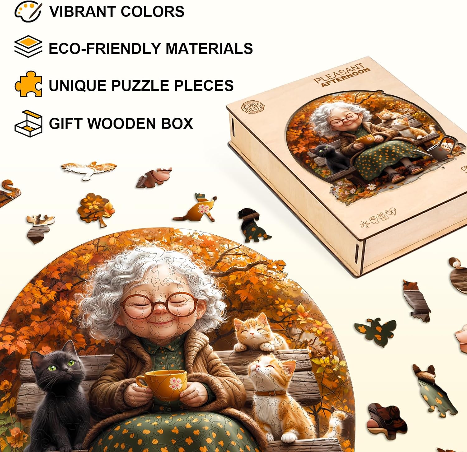 Detalle 1 de KAAYEE Wooden Jigsaw Puzzle, 17.3 × 17.2 in
