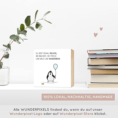 Detalle de Wunderpixel Holzbild Du-bist-genau-richtig-Pinguin – 15x15x2 cm, echtem Birkenholz Fotodruck