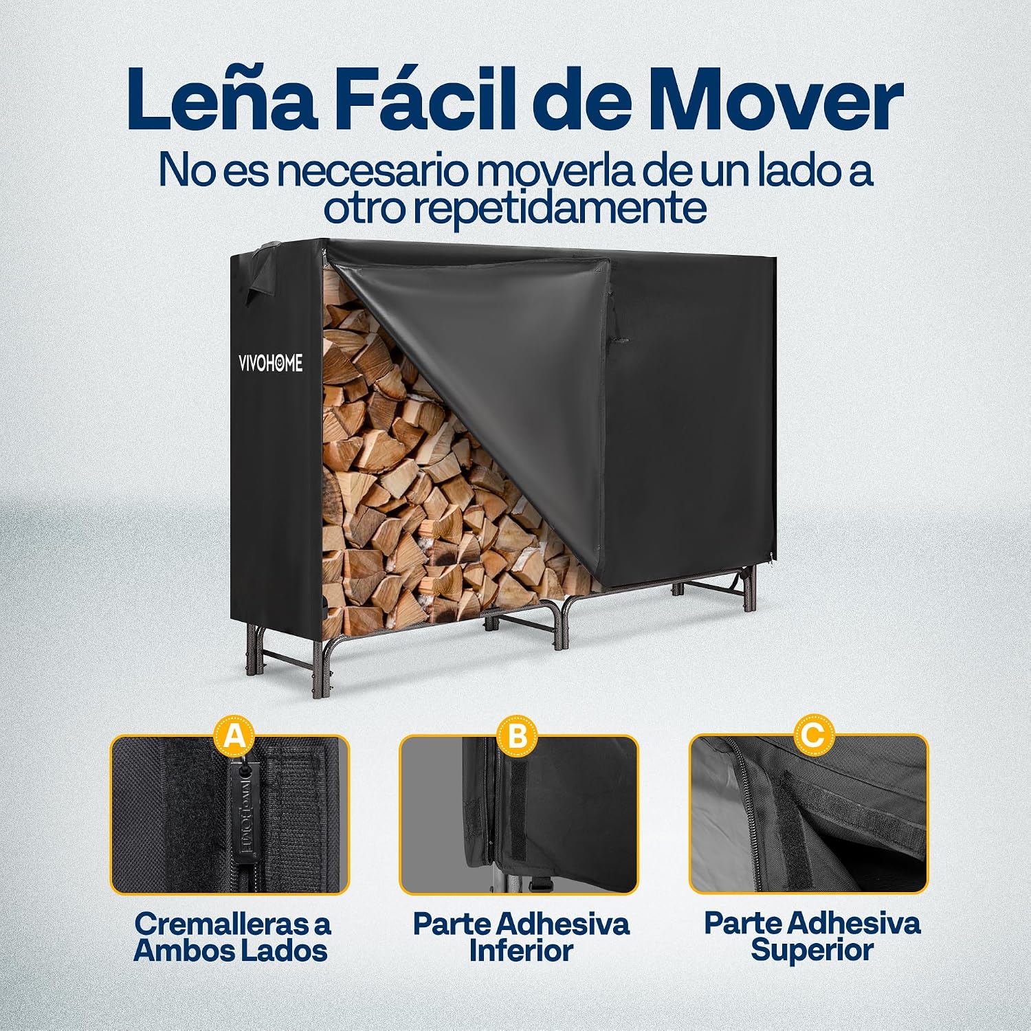 Detalle 2 de VIVOHOME Estante metálico para leña 183×35×123 cm