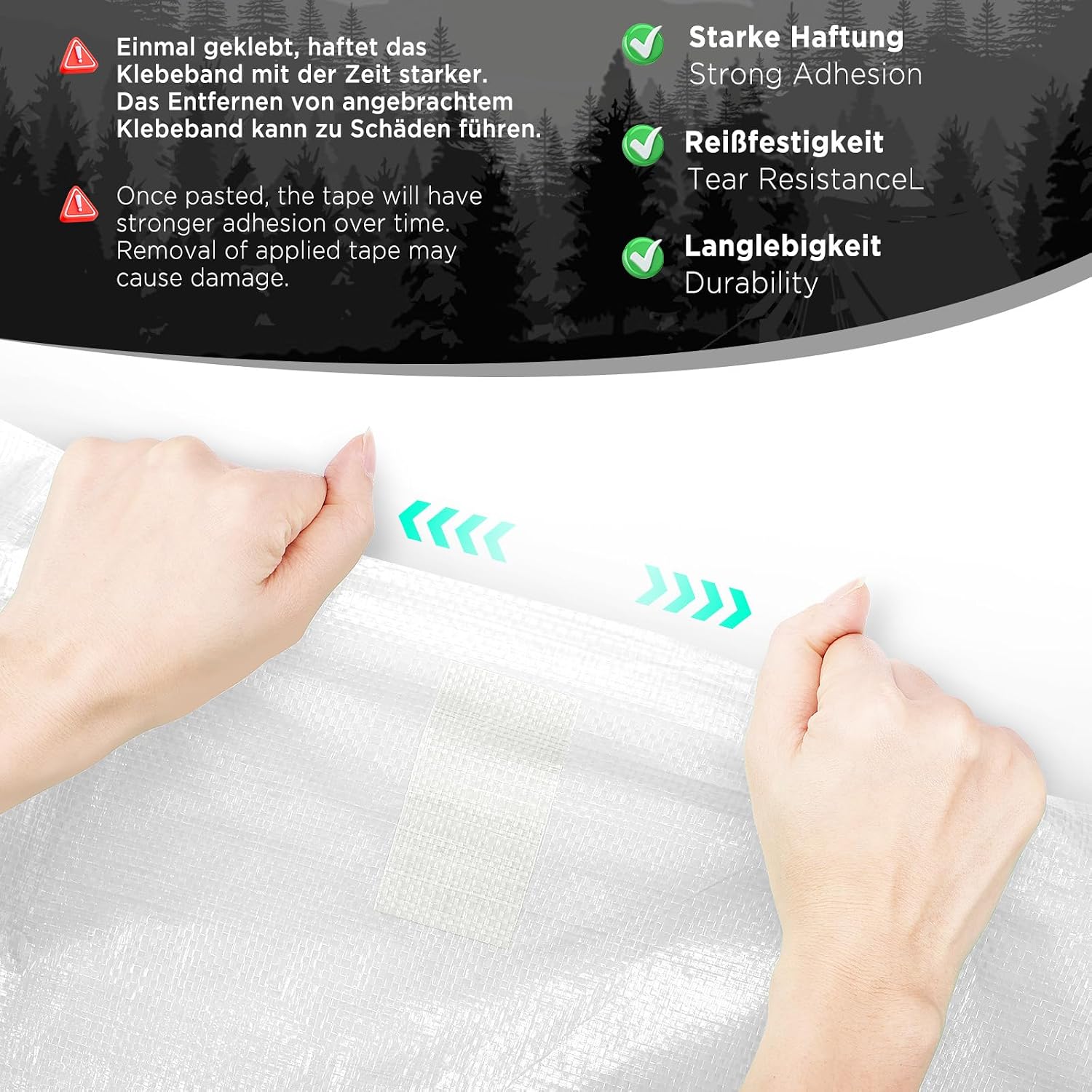 Thumbnail 2 de ecooe PE Planenband – Reparaturklebeband 5 m x 8 cm für Zelte, Planen & Markisen