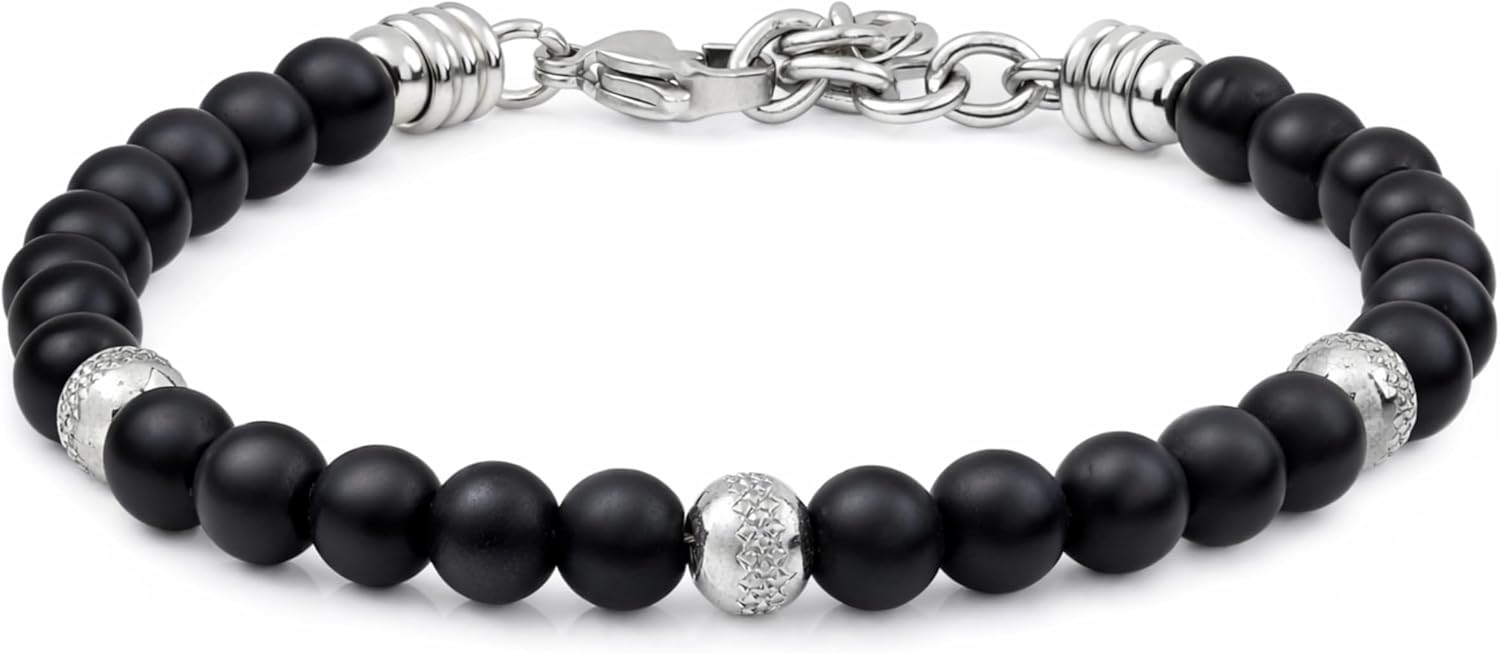Thumbnail 3 de 10:10 Bracciale Onice Nera regolabile elegante