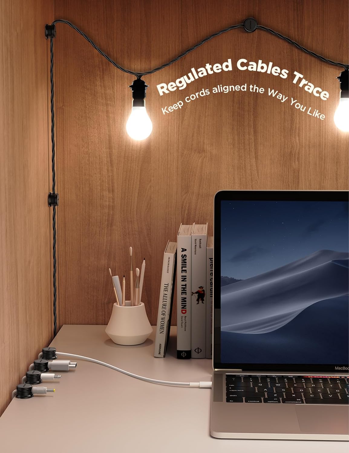 Detalle de JOYROOM 6-Pack Magnetic Cable Tidy Clips: Practical Cable Management for Desk and Home