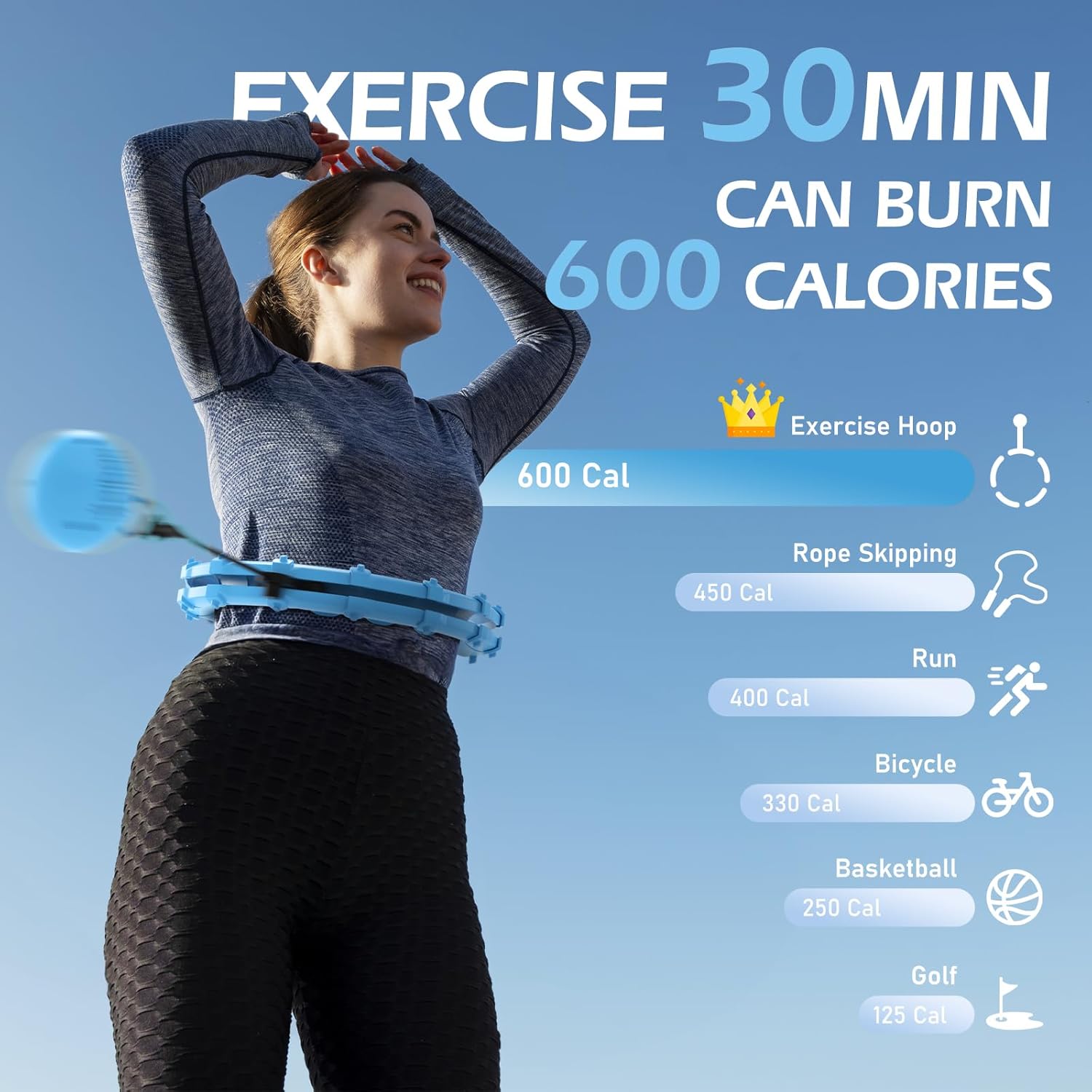 Thumbnail 5 de JLoibao Weighted Hula Circle for Adults (Infinity Fiteness Hoop Plus Size) with 24 detachable links