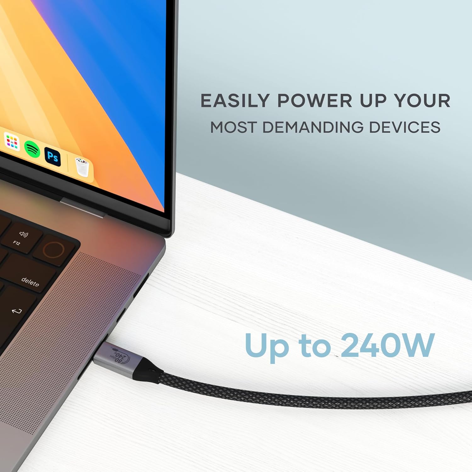 Detalle de Satechi USB4 V2 Pro Cable (USB-C) 1.2m with up to 120Gbps, 240W Power Delivery, and 8K display support