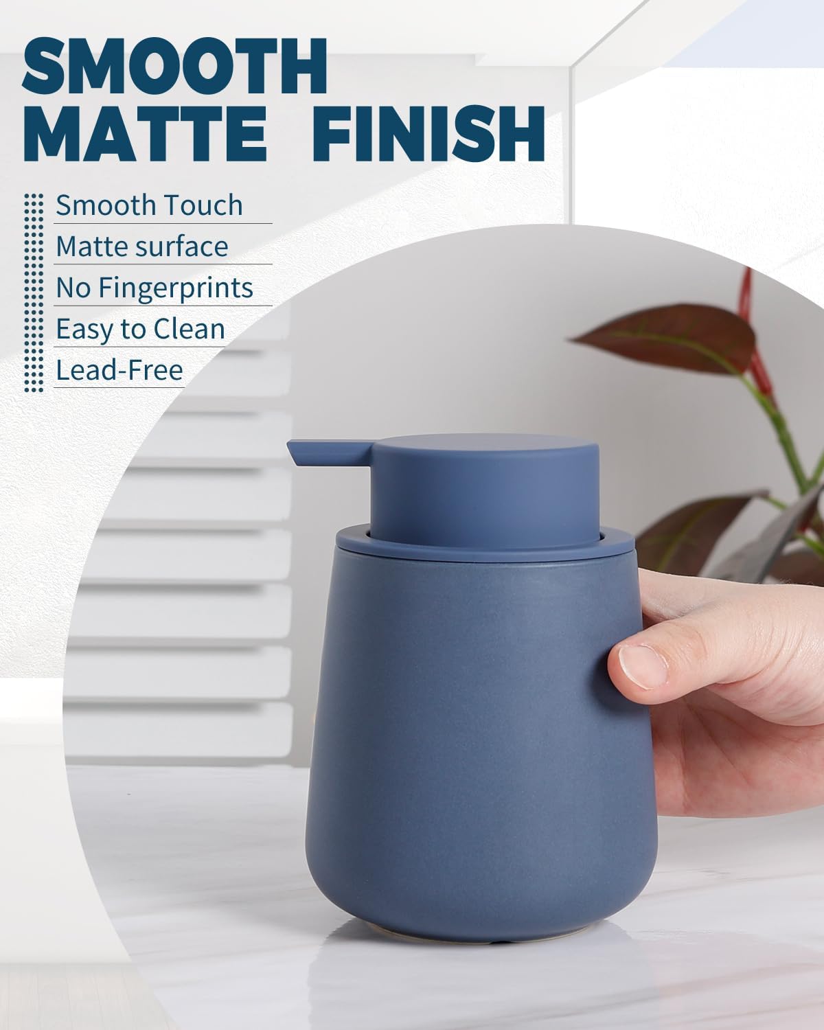Detalle de BosilunLife Ceramic 11Oz Foam Soap Dispenser – Blue