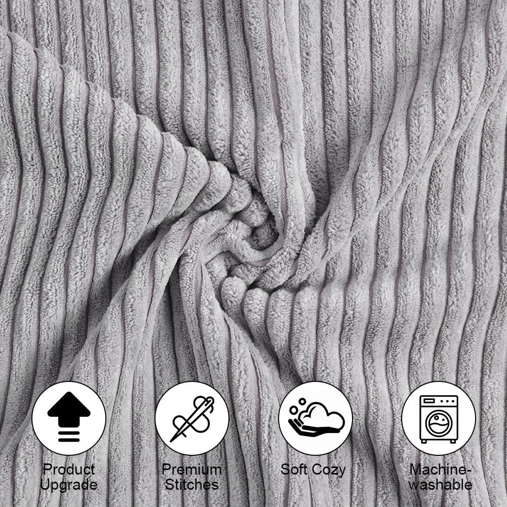 Detalle de AUAUY corduroy kussenhoezen 40 x 40 cm, set van 2, grijs met strepen