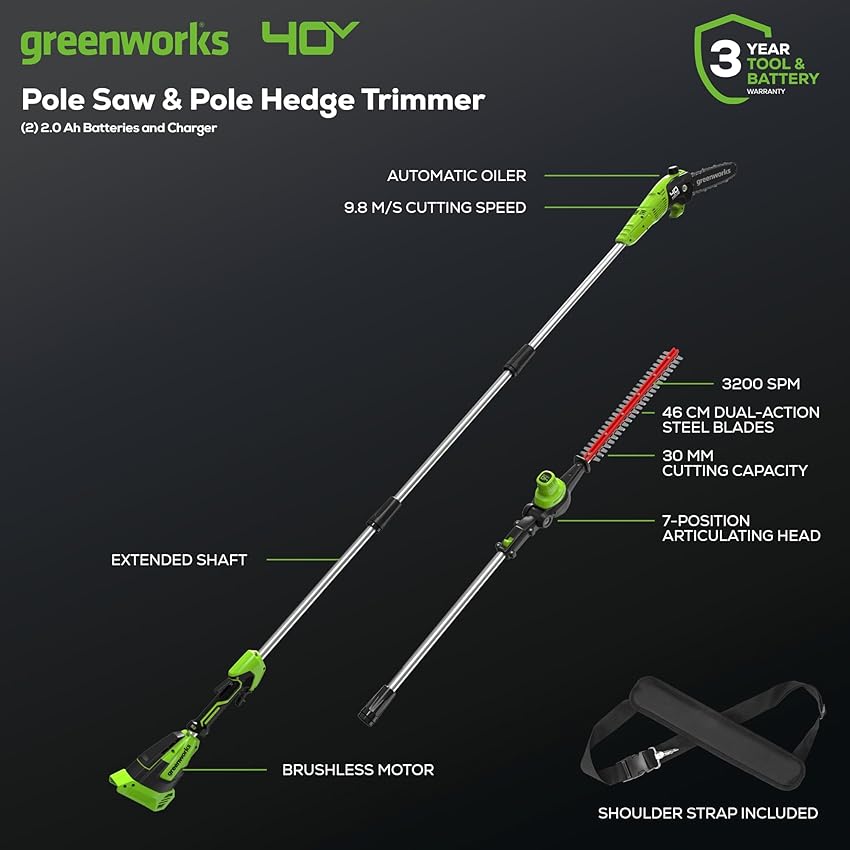Thumbnail 1 de Greenworks G40PSHK2 Sierra y cortasetos 40 V 2 Ah 💇