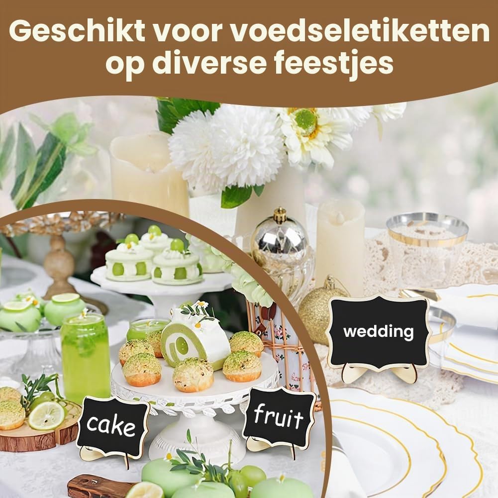 Thumbnail 5 de AUAUY M1-5304617 mini-krijtbordjes met houten steunen en schrijfaccessoires