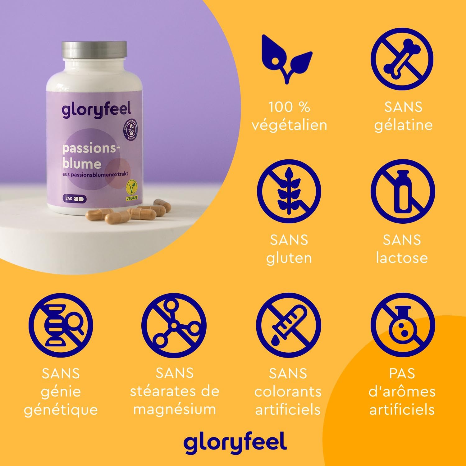 Detalle de Extrait de Passiflore 5:1 937,5 mg – 240 capsules végétaliennes (approvisionnement 4 mois)