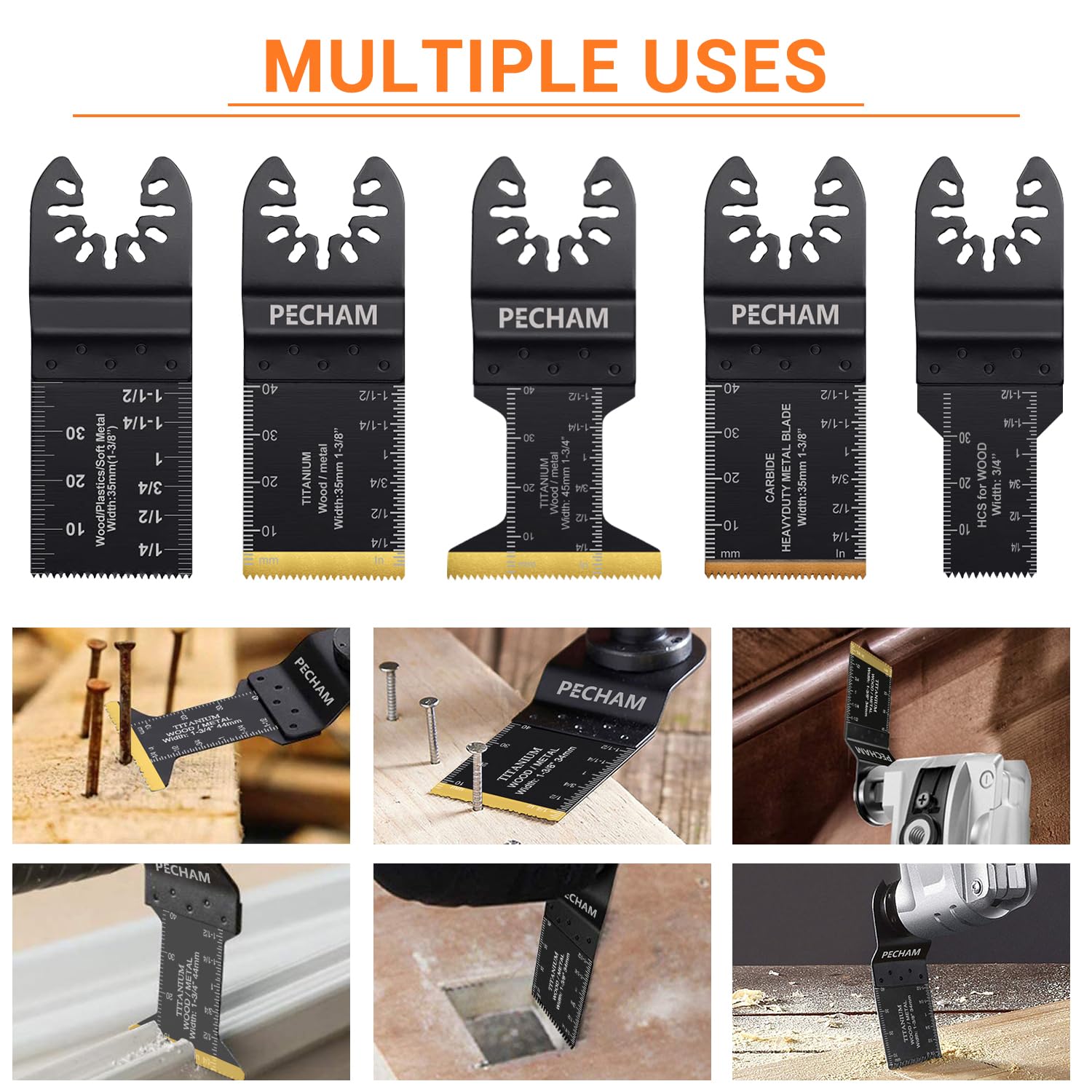 Thumbnail 6 de PECHAM Tools-001 Oscillating Multitool Blades, 23-Piece Titanium and Carbide Set