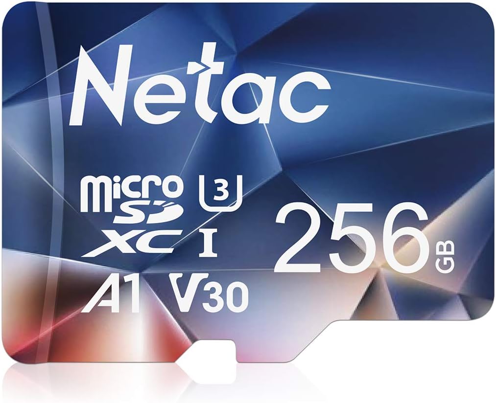 Netac 256GB microSDXC Memory Card – UHS-I, A1, V30, C10, 4K/Full HD Ready