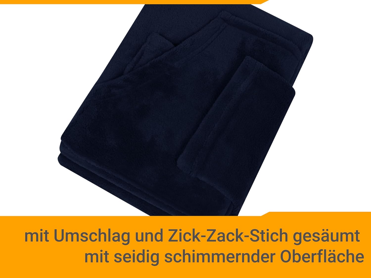 Detalle 2 de Coperta originale npluseins Coral Fleece 1448.2043 – blu navy con maniche e marsupio, 90x150 cm per bambino
