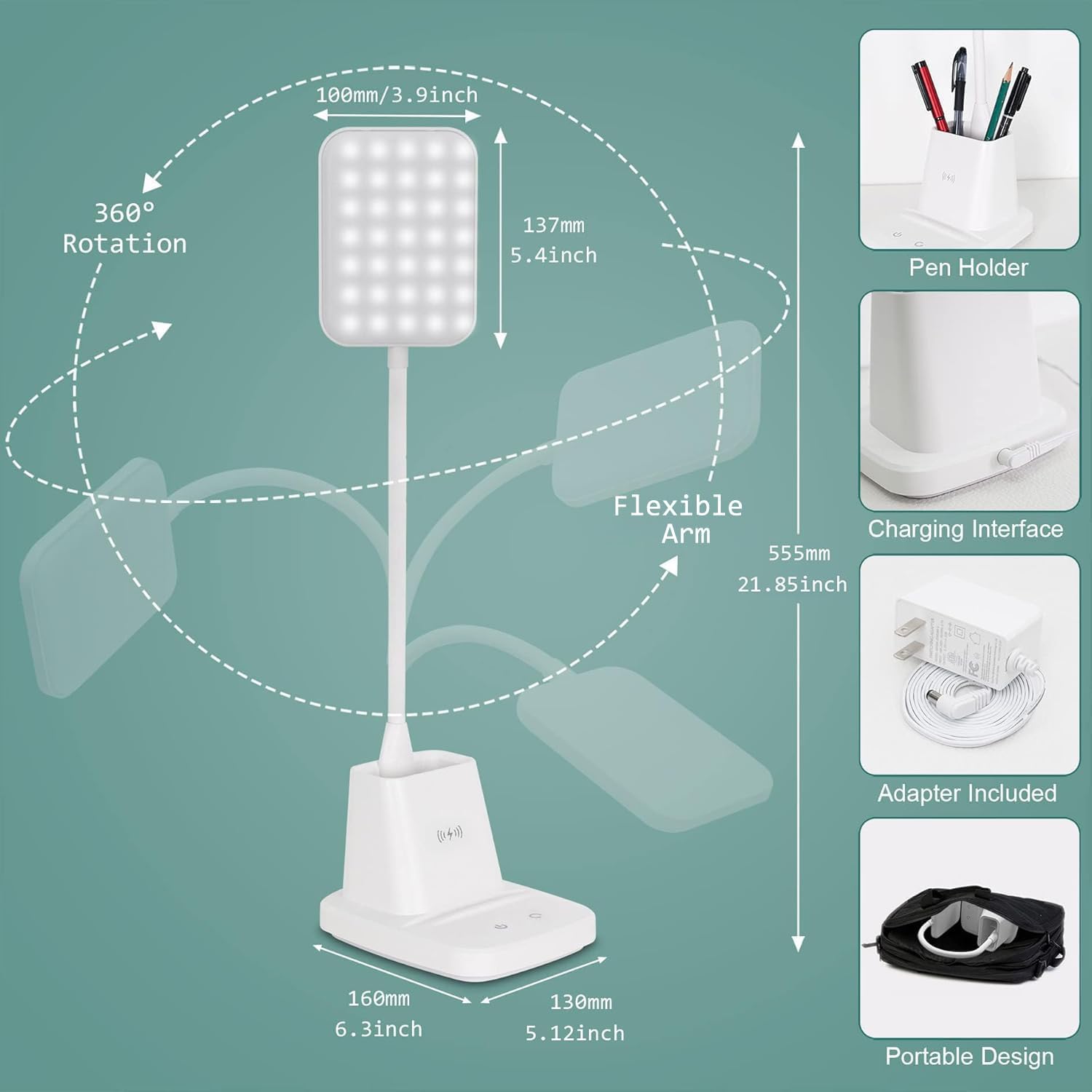 Thumbnail 5 de Sailstar 10W Wireless Charging LED Desk Lamp, White, 3 Light Modes