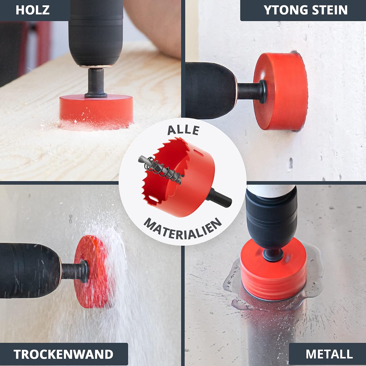 Thumbnail 5 de BAURIX® Sega a Tazza bi-metallica [60mm] – Fresa a Tazza per legno e metallo, compatibile con trapano a viti hex 10 mm