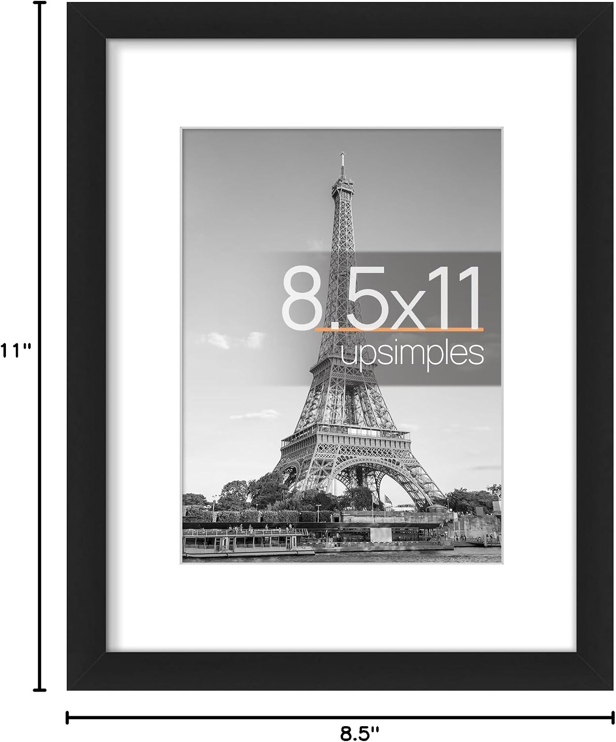 Detalle 2 de upsimples 8.5 x 11 in wall picture frame (black) — supports 6 x 8 with mat or 8.5 x 11 without mat, 1-pack