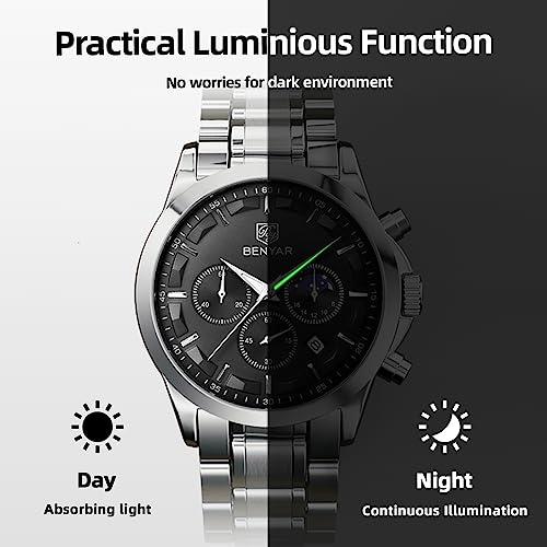 Thumbnail 6 de Reloj cronógrafo analógico BENYAR para hombre, impermeable 3 ATM y con iluminación