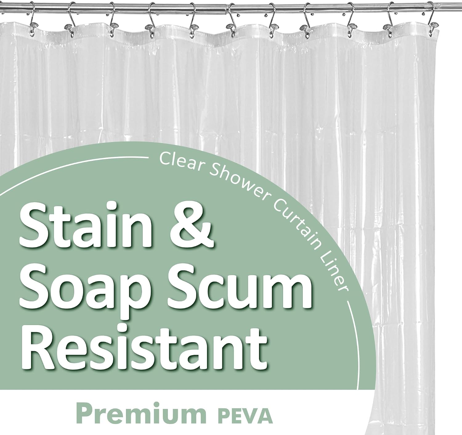 Detalle de Barossa Design Premium Shower Curtain Liner Standard Size, Clear