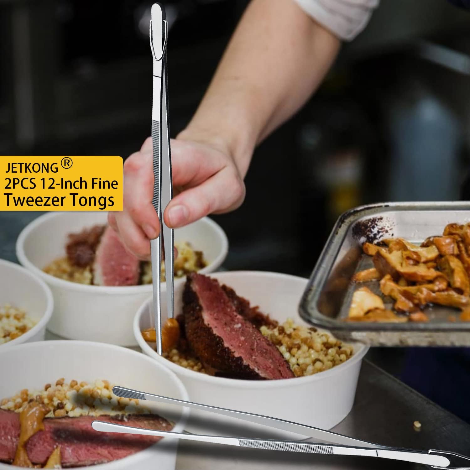 Detalle 2 de JETKONG 12-Inch Kitchen Tweezers Duo