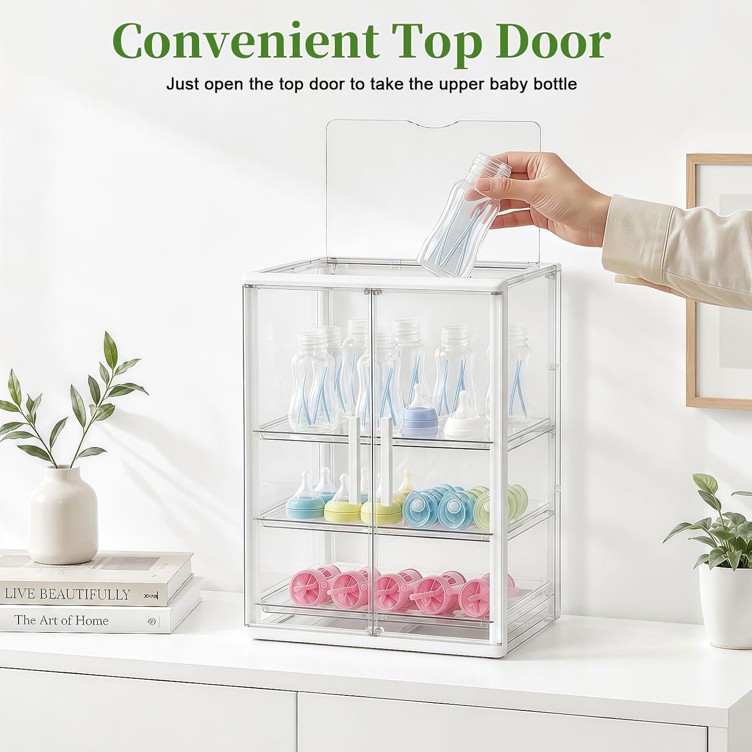 Detalle de Gifhomfix GF-BYST-DOU Baby Bottle Organizer with 3 Tiers and Magnetic Doors
