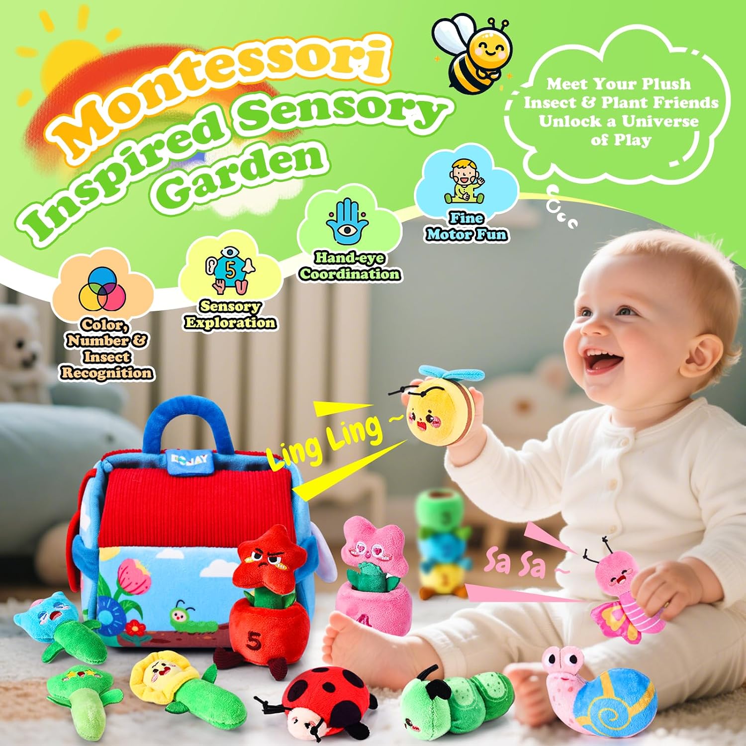 Thumbnail 1 de Esjay Montessori Garden Plants & Bugs Toddler Toy (12–18 Months)