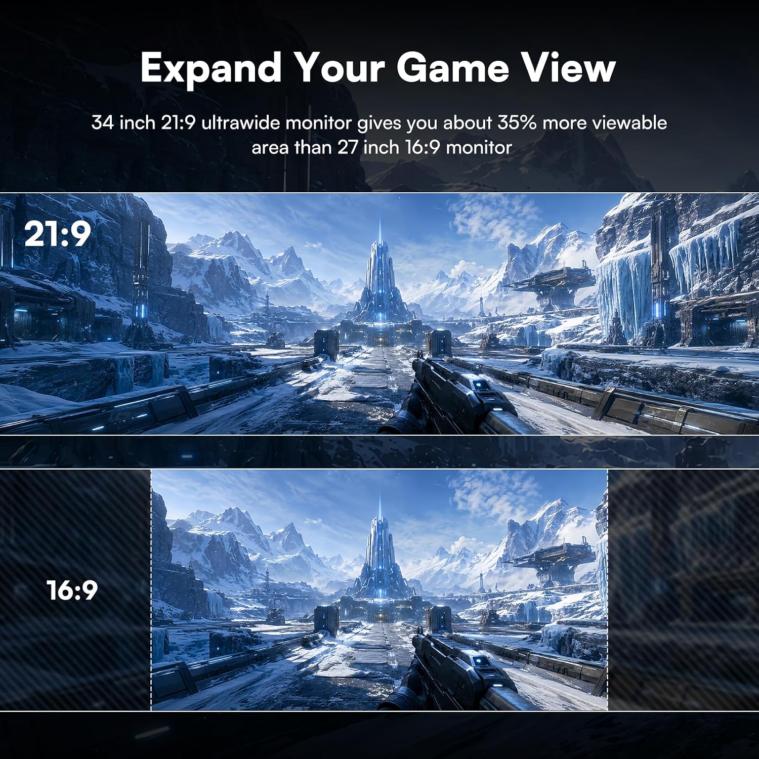 Thumbnail 1 de CronusPro 34 Inch Ultrawide Curved Gaming Monitor (UWQHD 3440x1440) – 165Hz, 1ms MPRT, 1500R Curved, FreeSync Premium