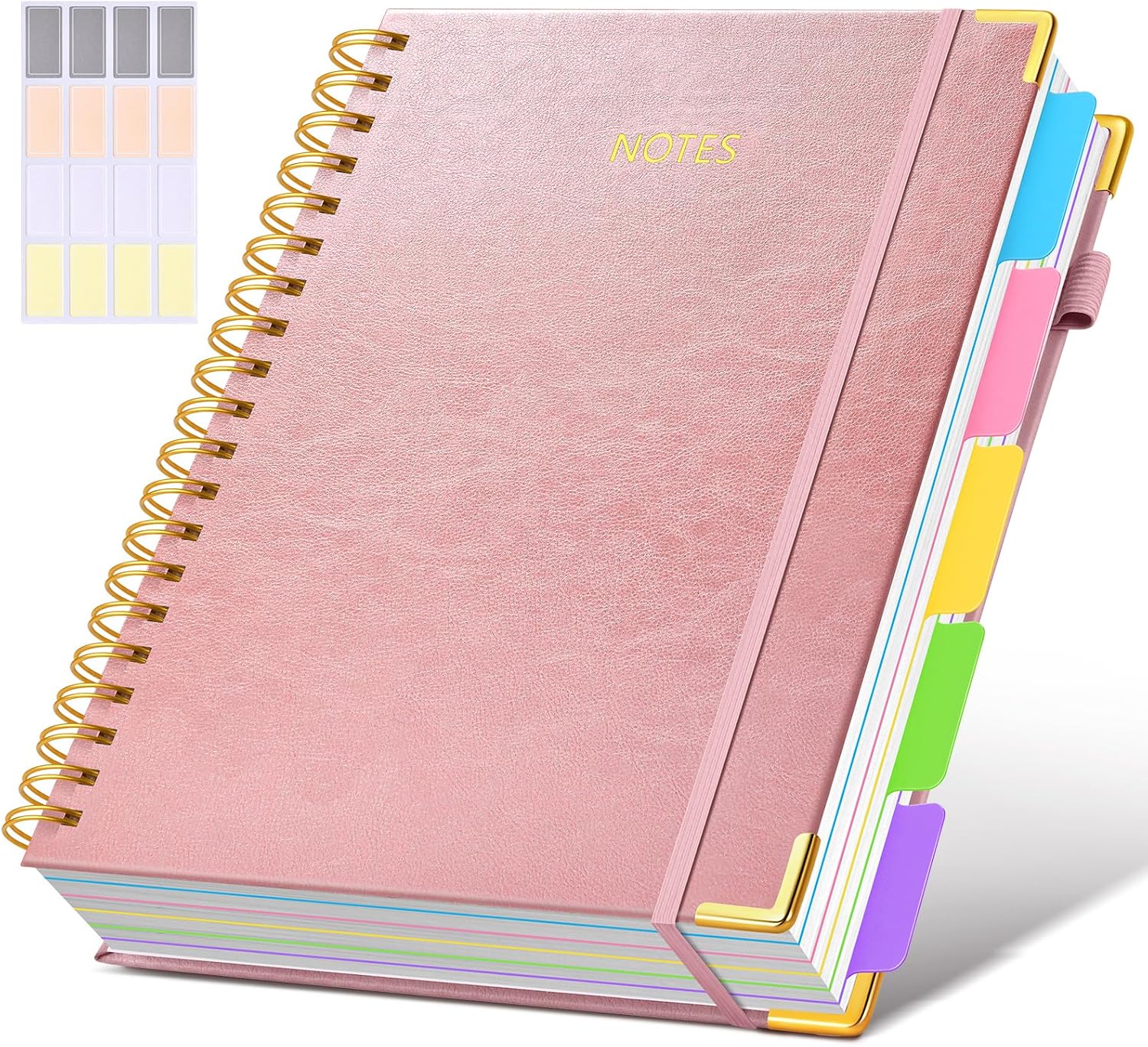 Detalle de dilitego ZTLXB-Rose gold-A4 5-Subject Spiral Notebook, 300 Pages, College Ruled