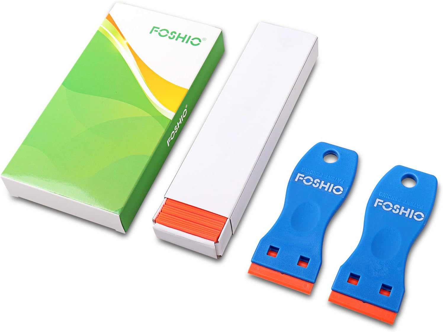 Detalle de FOSHIO FM052 Plastic Razor Blade Scraper Set with 2 Tools and 100 Blades