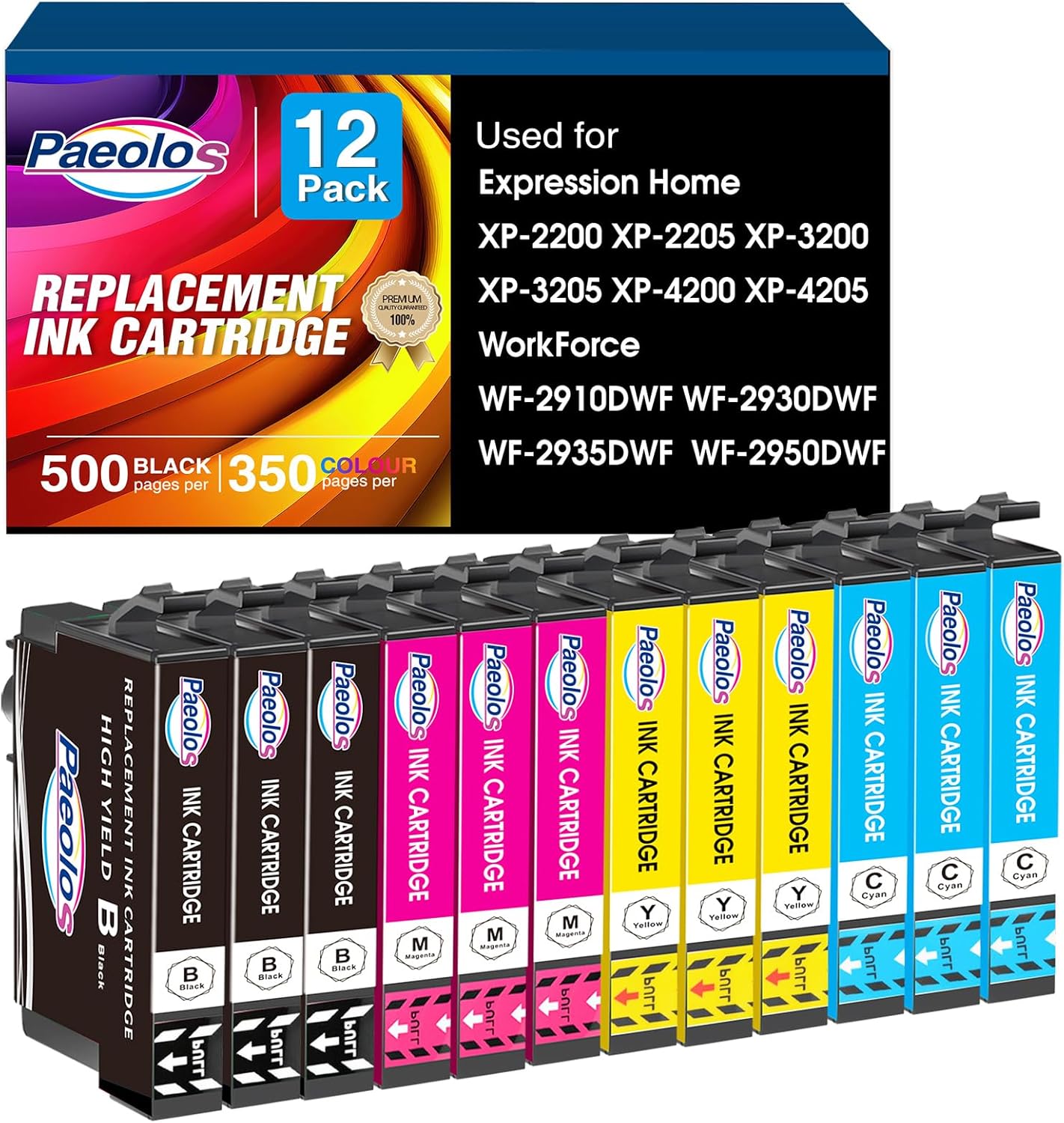 Thumbnail 6 de Paeolos 62XL Ink Cartridges Combo Pack (Black & Colour) – 2-Pack for HP 62XL compatible printers