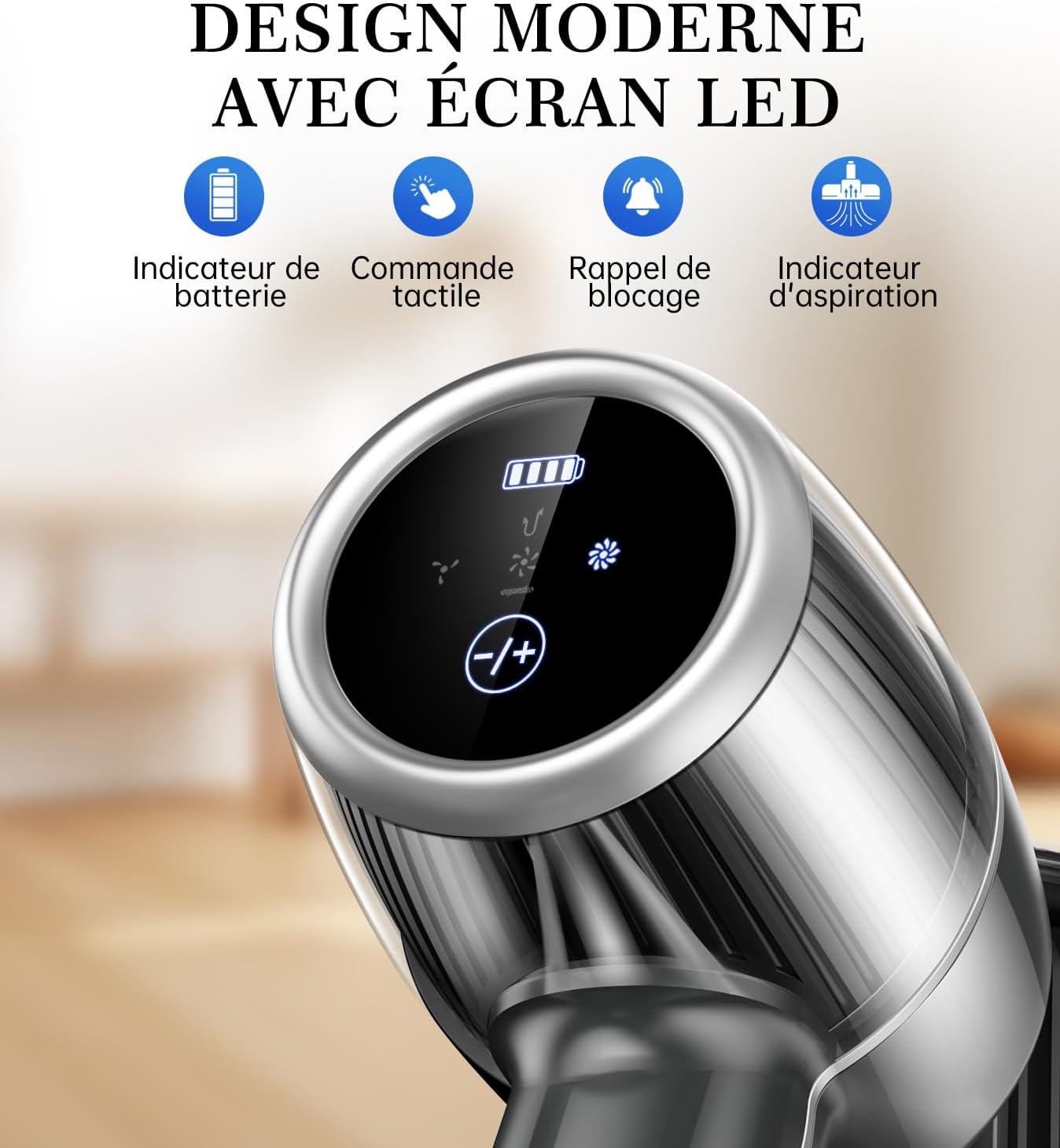 Detalle 2 de Syntecno Aspirateur Balai sans Fil Puissant - Puissance, Silencieux et LED pour Poils d’Animaux