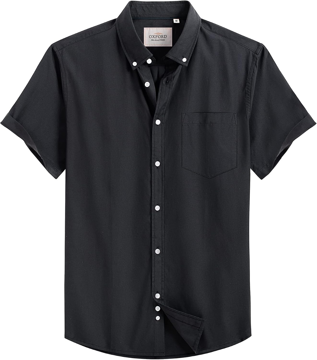 Detalle 2 de J.VER Men’s Short Sleeve Smart Casual Oxford Shirt (Regular Fit) – Plain Button-Down Cotton