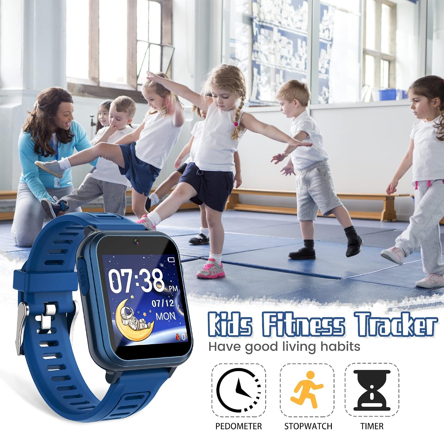 Detalle de Wiszodet S16 Kids Smartwatch with 39 Games, HD Touchscreen, Camera & Music