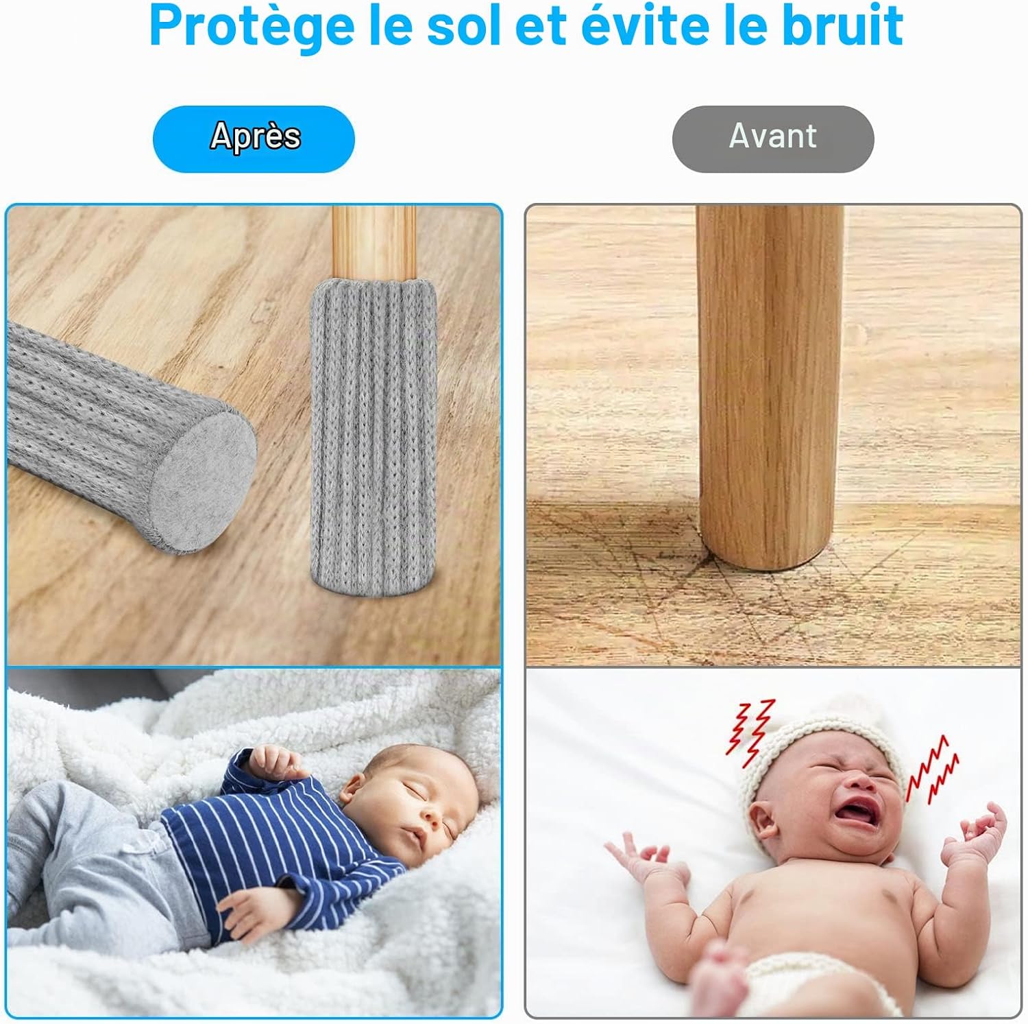 Detalle 1 de OSDUE P-TLHZZ20220609-FBA meubelpootsokken, 24 stuks, gebreid en elastisch