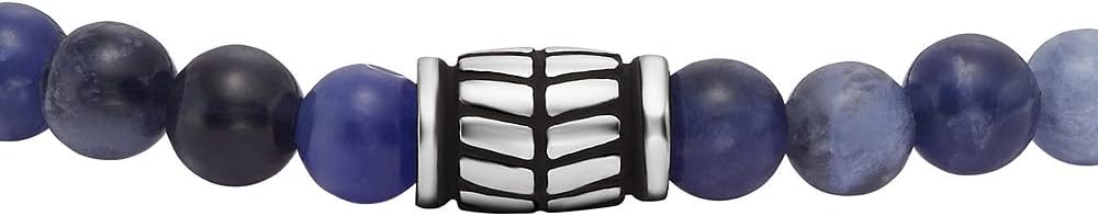 Detalle 2 de Fossil Herren-Edelstahl-Perlenarmband mit Schieberverschluss