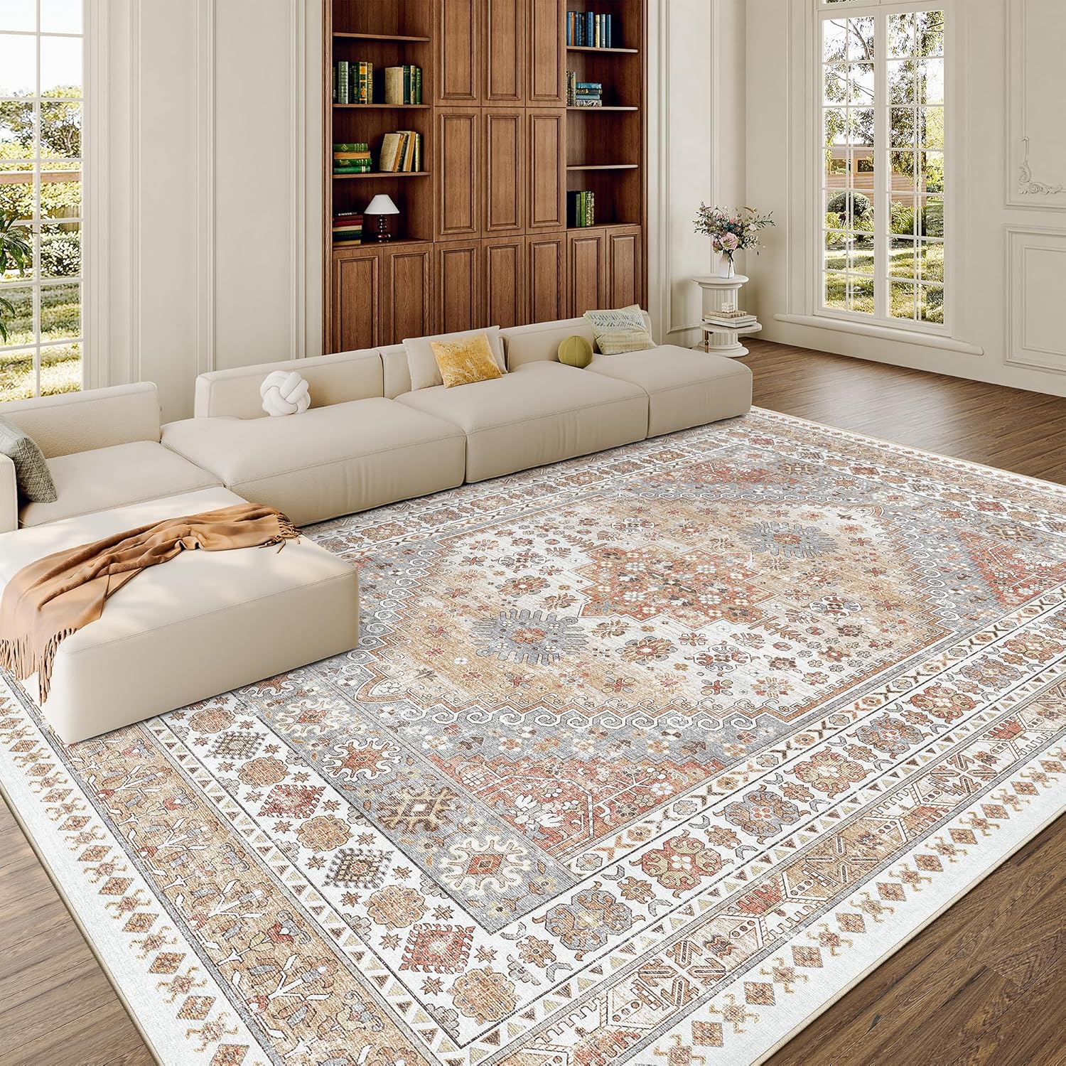 Thumbnail 3 de zesthome 8 x 10 ft washable vintage rug for living room