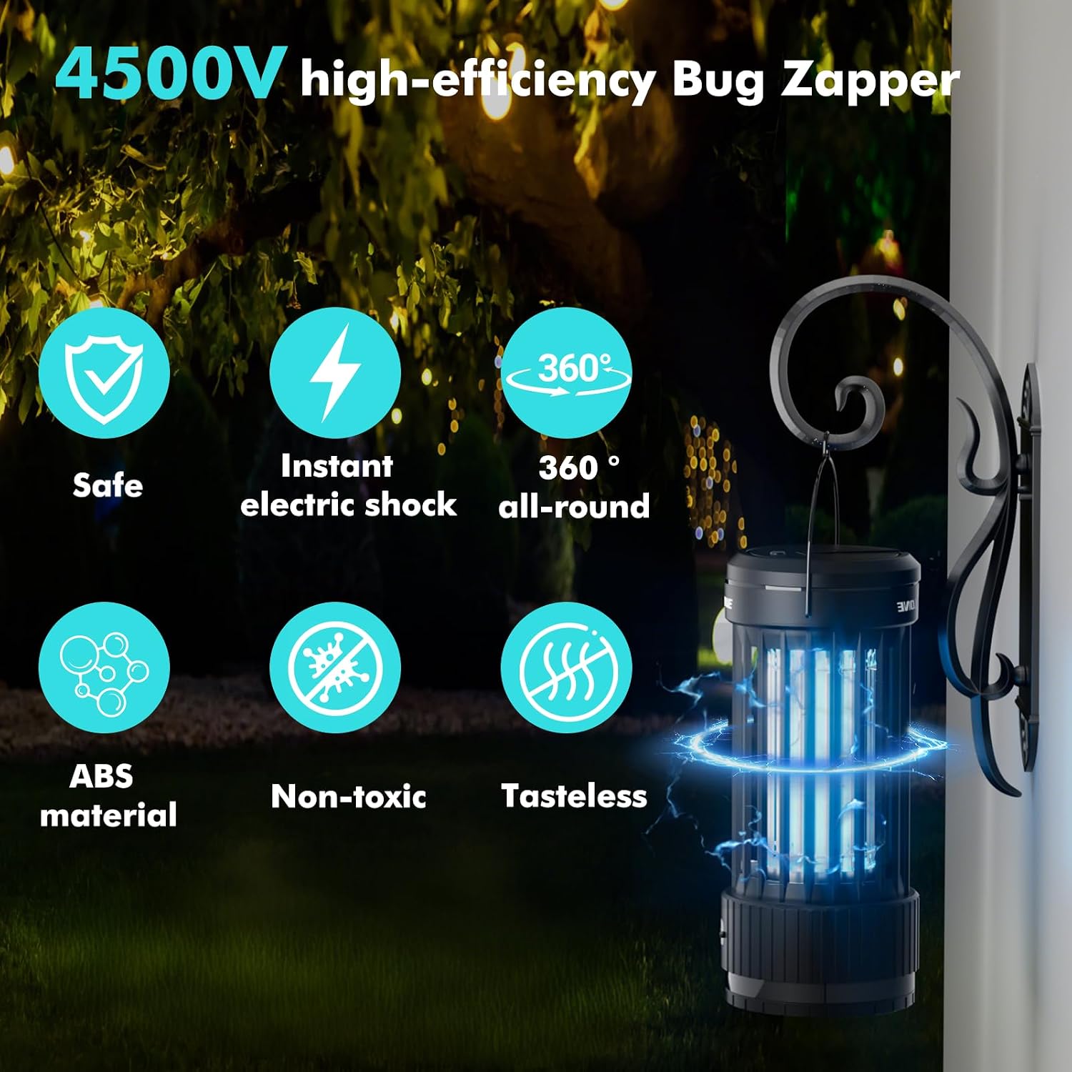 Thumbnail 2 de Rechargeable Bug Zapper: 4000mAh USB Electric Fly Killer with 3-in-1 UV Mosquito Trap & LED Camping Lantern