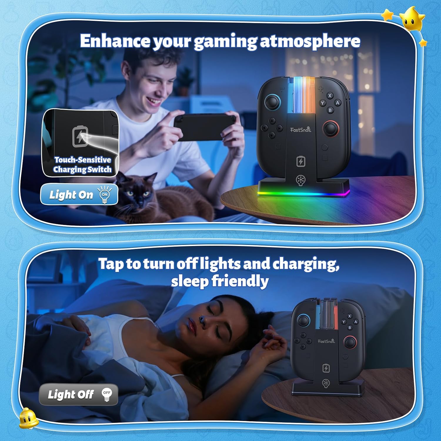 Thumbnail 4 de FASTSNAIL Charging Dock for Nintendo Switch 2 Joypad with 9 RGB modes