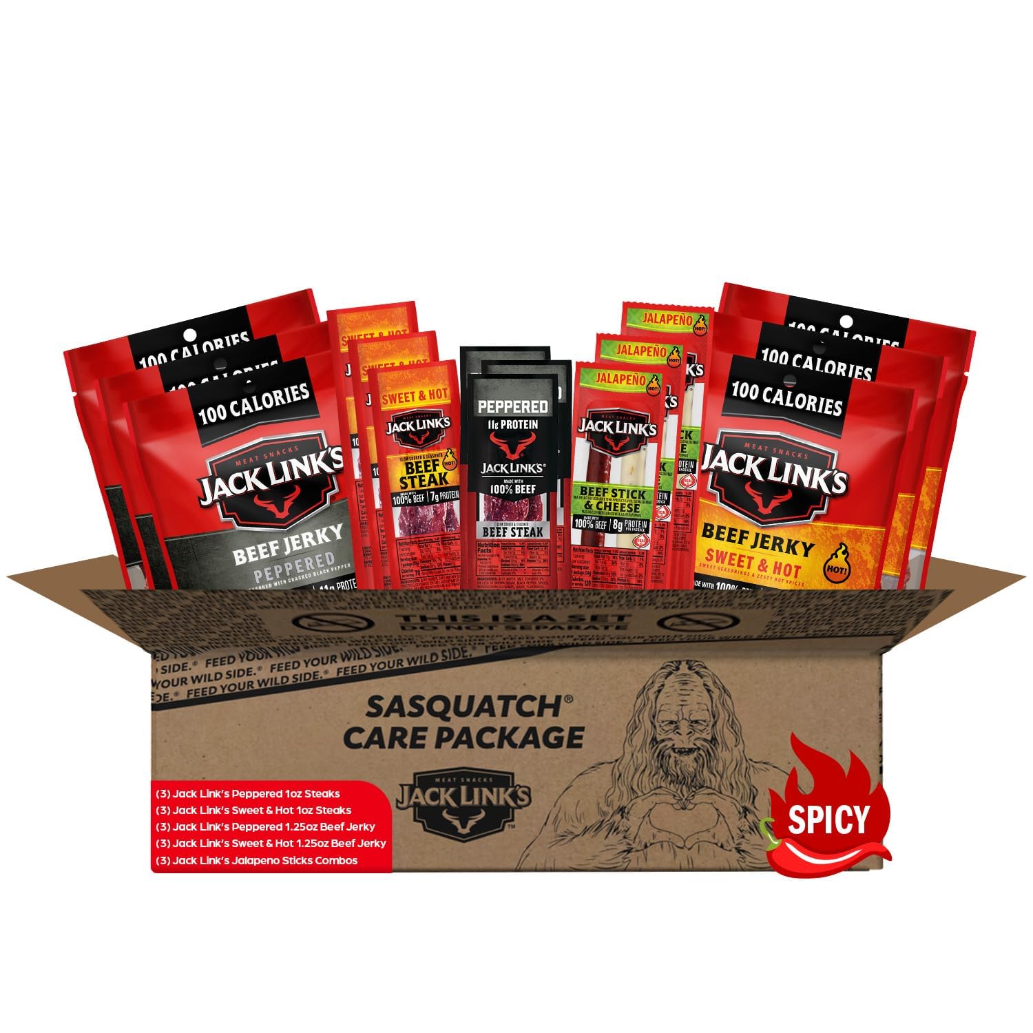 Detalle de Jack Link's 10000043850 Spicy Beef Jerky Variety Pack, 15 Ready-to-Eat Snacks