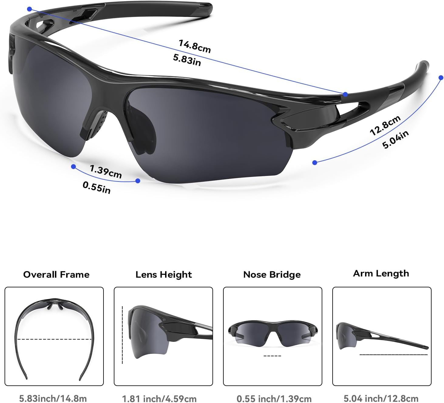 Detalle de BEACOOL Polarized Sports Sunglasses – UV400, TAC & PC, for Men, Women & Youth