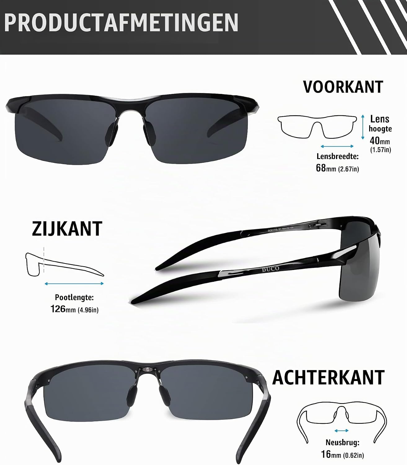 Thumbnail 1 de DUCO 8177S sportzonnebril met gepolariseerde TAC-glazen en UV400