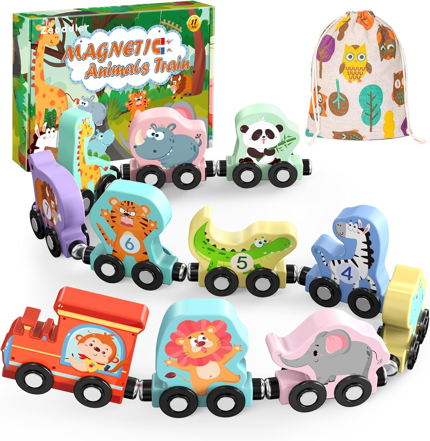 Zeoddler 11 Magnetic Wooden Train Set