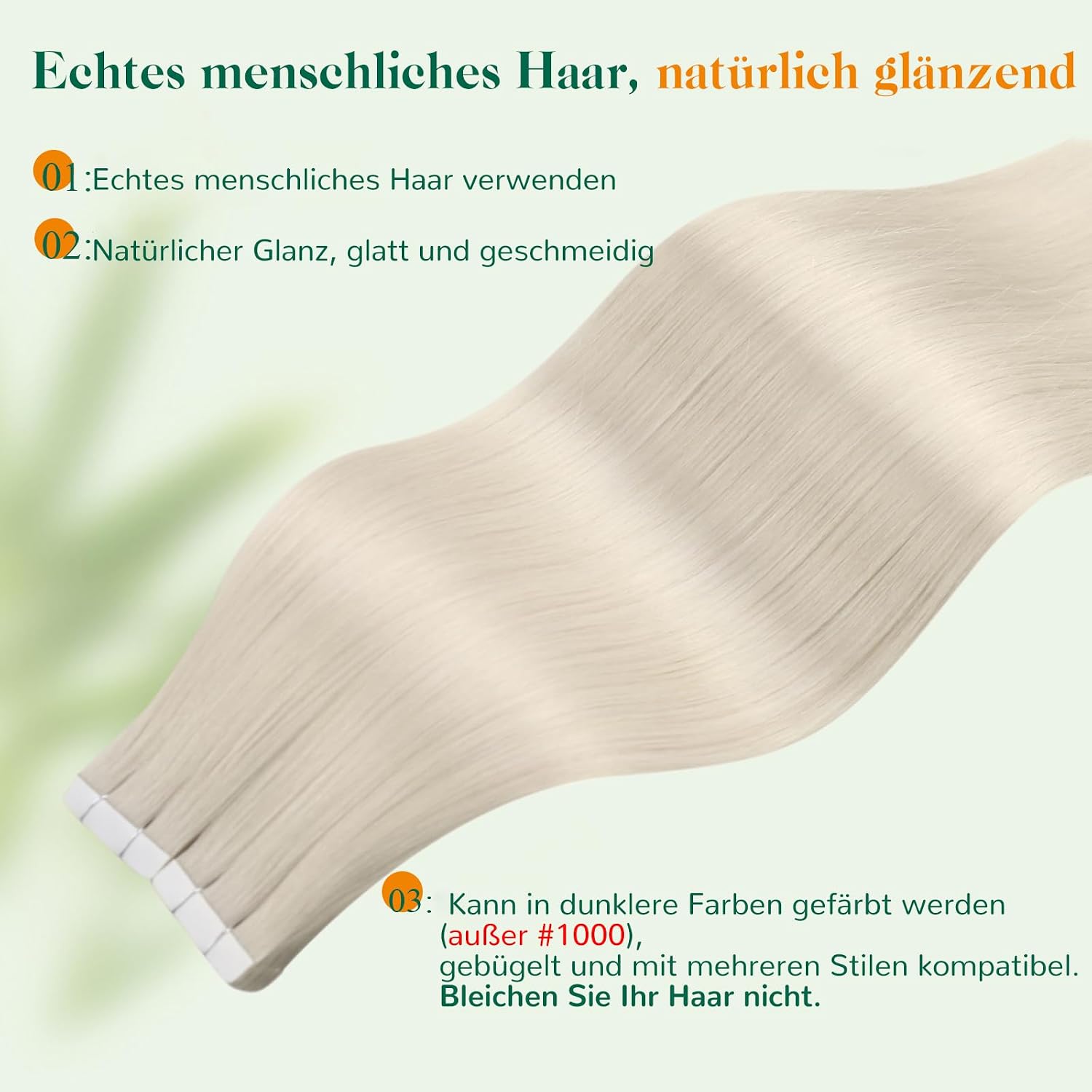 Detalle de Easyouth Tape in Extensions Echthaar Blond – Echthaar Tape Extensions 30 cm, 30 g