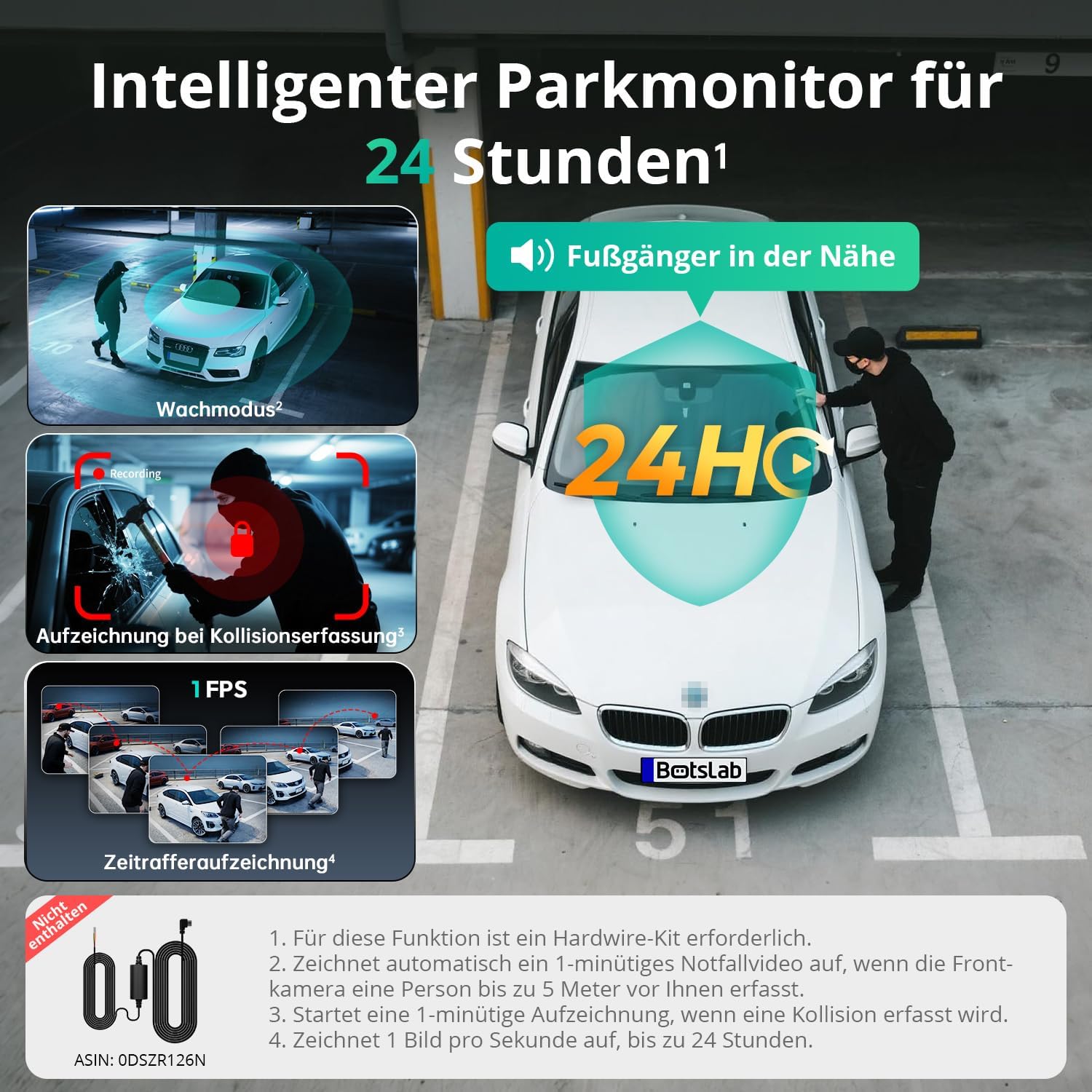 Thumbnail 4 de BOTSLAB 4K 3-Kanal Dashcam – Front 4K, Innen- und Rückkamera, GPS, 128 GB inklusive