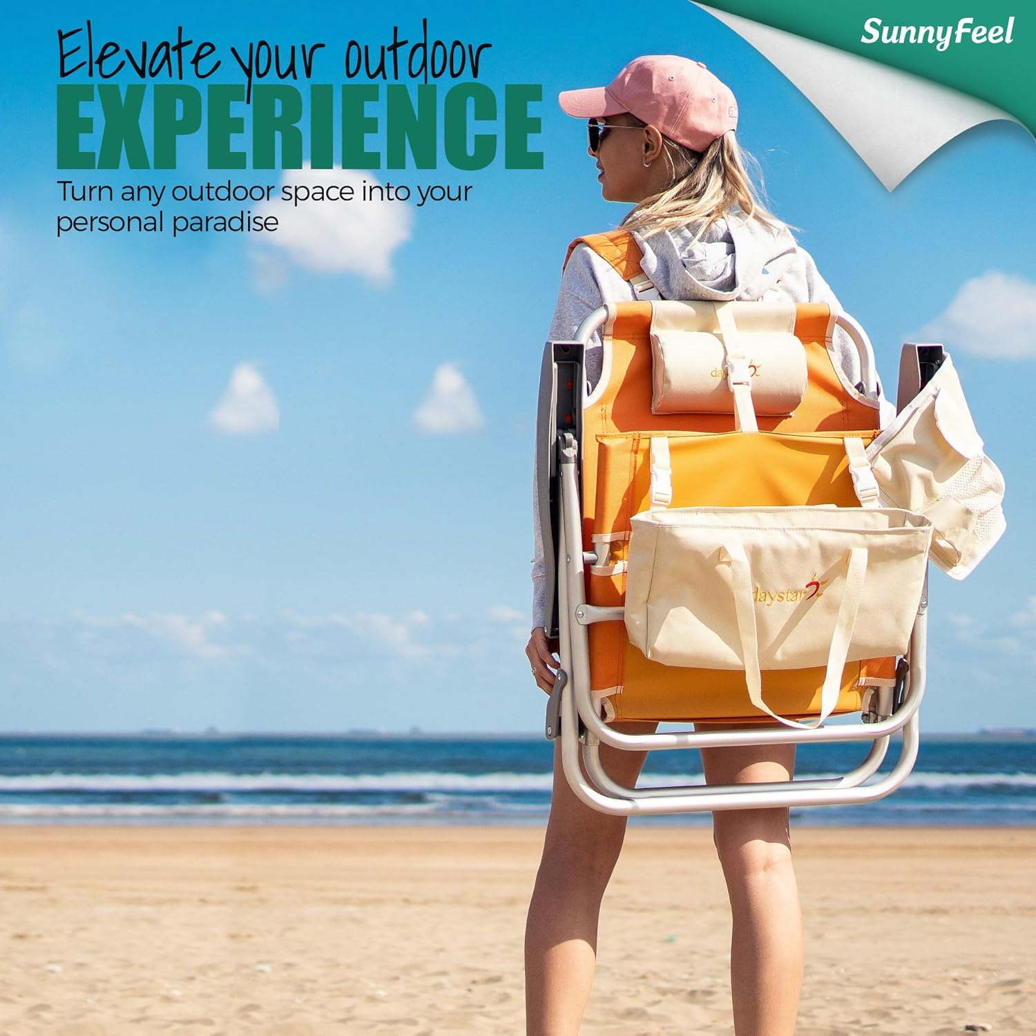 Thumbnail 2 de SUNNYFEEL Low Beach Chair 2 Pack: 5-Position Lay Flat, Portable Folding Chairs with Cooler Bag
